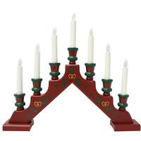 View 15" x 17.25" 7 Light Electric Red/Green Decor Wooden Sara Swedish Candelabra / Candlestick